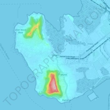 Mappa topografica Uran, altitudine, rilievo
