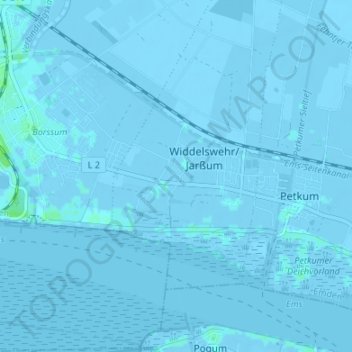Mappa topografica Jarßum, altitudine, rilievo