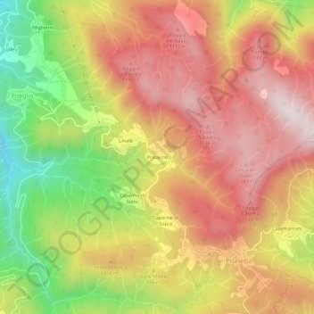 Mappa topografica Prataccio, altitudine, rilievo