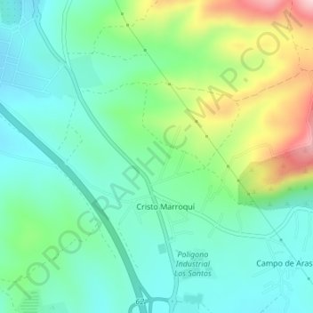 Mappa topografica Sierra de Aras, altitudine, rilievo