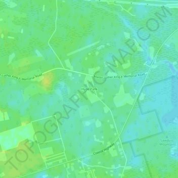 Mappa topografica Hyde Park, altitudine, rilievo