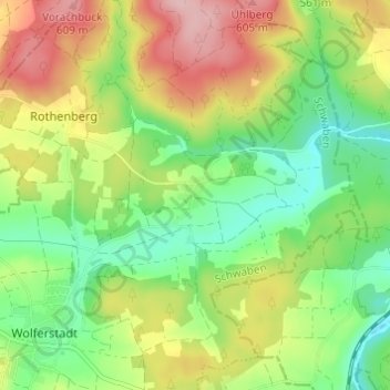 Mappa topografica Zwerchstraß, altitudine, rilievo