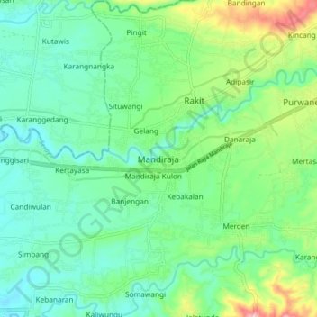 Mappa topografica Mandiraja, altitudine, rilievo