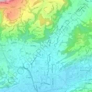 Mappa topografica Foen, altitudine, rilievo