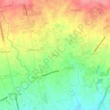 Mappa topografica Anus, altitudine, rilievo