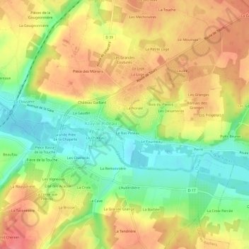 Mappa topografica Pineau, altitudine, rilievo