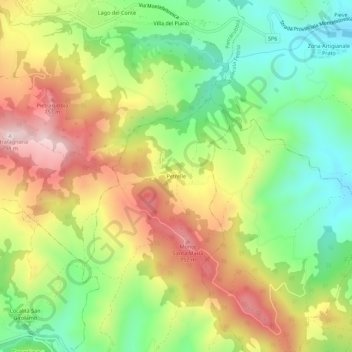 Mappa topografica Petrelle, altitudine, rilievo