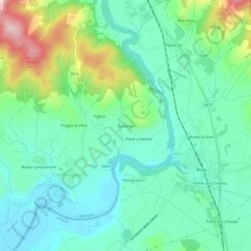 Mappa topografica Busenga, altitudine, rilievo