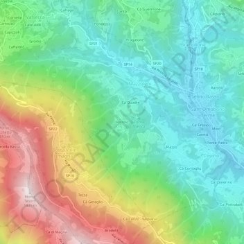 Mappa topografica Rizzolo, altitudine, rilievo