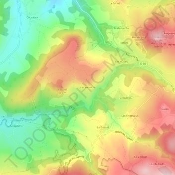 Mappa topografica Les Badioux, altitudine, rilievo