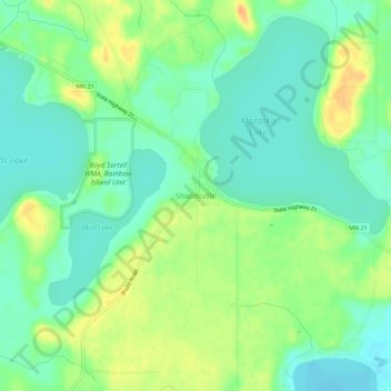 Mappa topografica Shieldsville, altitudine, rilievo
