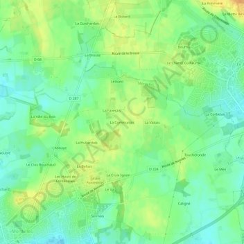 Mappa topografica La Communais, altitudine, rilievo
