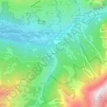Mappa topografica Les Audiberts, altitudine, rilievo