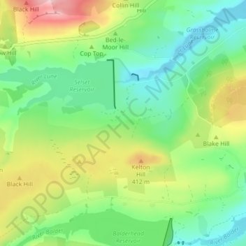 Mappa topografica Kelton, altitudine, rilievo