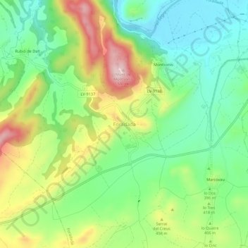 Mappa topografica Foradada, altitudine, rilievo