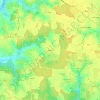 Mappa topografica Noisy, altitudine, rilievo
