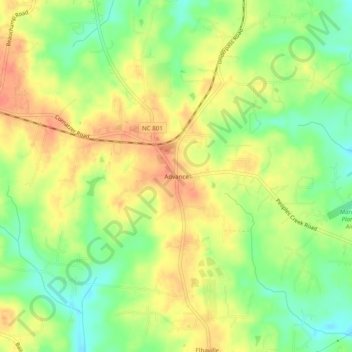 Mappa topografica Advance, altitudine, rilievo