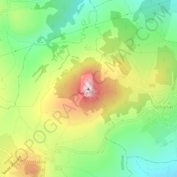 Mappa topografica Puy d'Ysson, altitudine, rilievo