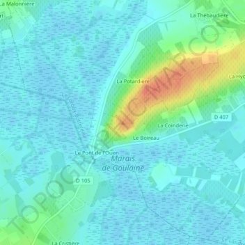 Mappa topografica Butte de la Roche, altitudine, rilievo