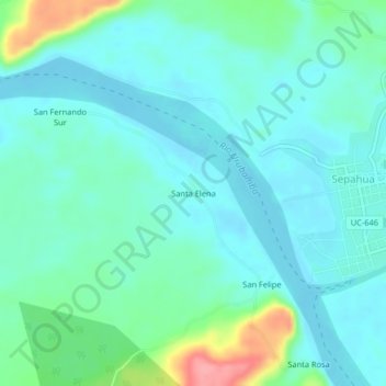 Mappa topografica Santa Elena, altitudine, rilievo