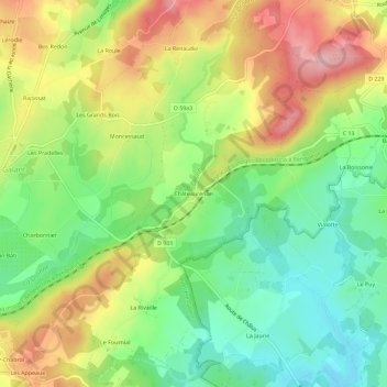Mappa topografica Châteaurenon, altitudine, rilievo