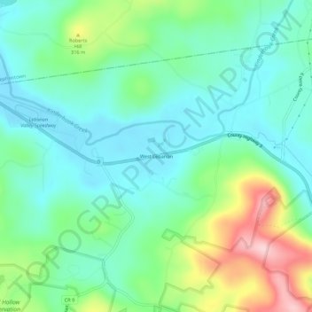 Mappa topografica West Lebanon, altitudine, rilievo