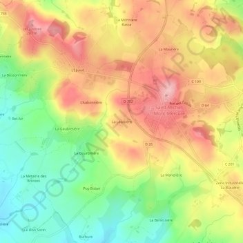 Mappa topografica La Louisière, altitudine, rilievo