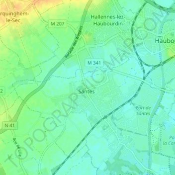 Mappa topografica Saint-Pierre, altitudine, rilievo