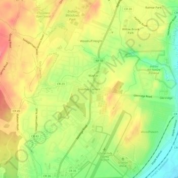 Mappa topografica Stoodley Corners, altitudine, rilievo