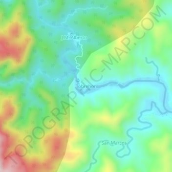 Mappa topografica Tobrehon, altitudine, rilievo