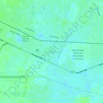 Mappa topografica Aurangabad, altitudine, rilievo