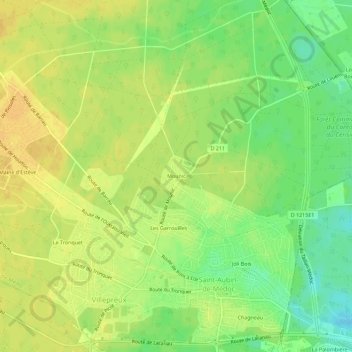 Mappa topografica Mounic, altitudine, rilievo