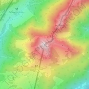 Mappa topografica Spitzstein, altitudine, rilievo