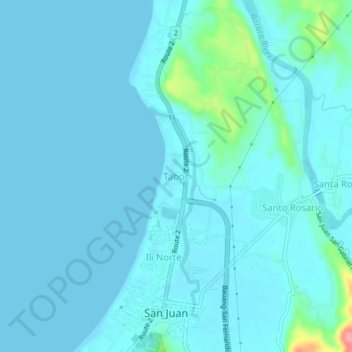 Mappa topografica Taboc, altitudine, rilievo