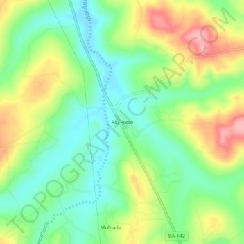 Mappa topografica Rio Preto, altitudine, rilievo