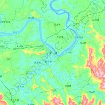 Mappa topografica 合江县, altitudine, rilievo