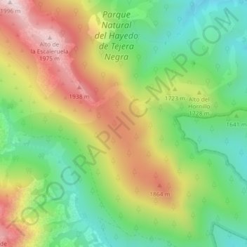 Mappa topografica Loma de Calamorro, altitudine, rilievo