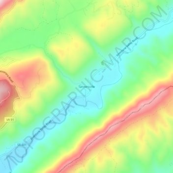 Mappa topografica Tannersville, altitudine, rilievo