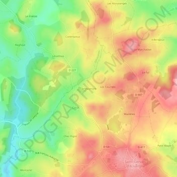 Mappa topografica Le Masmont, altitudine, rilievo