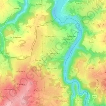 Mappa topografica La Chaudronnière, altitudine, rilievo