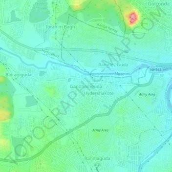 Mappa topografica Gandhamguda, altitudine, rilievo