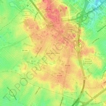 Mappa topografica Madrillon Farms, altitudine, rilievo