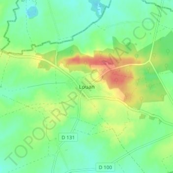 Mappa topografica Louan, altitudine, rilievo