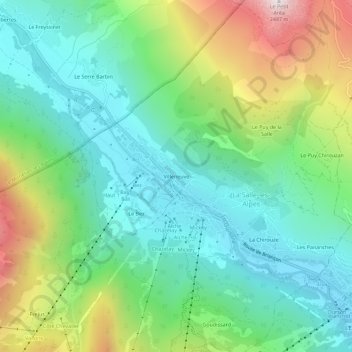 Mappa topografica Villeneuve, altitudine, rilievo