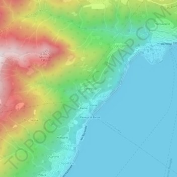 Mappa topografica Donego, altitudine, rilievo