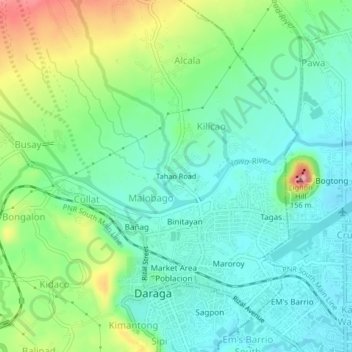 Mappa topografica Tahao Road, altitudine, rilievo