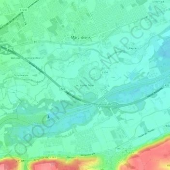 Mappa topografica Au an der Traun, altitudine, rilievo