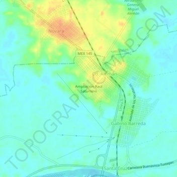 Mappa topografica Ampliación Raúl Saturnino, altitudine, rilievo