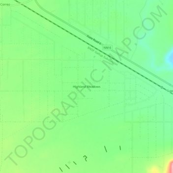 Mappa topografica Highland Meadows, altitudine, rilievo