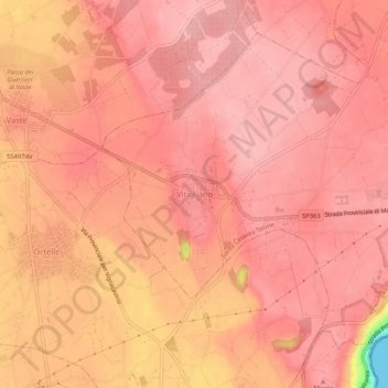 Mappa topografica Vitigliano, altitudine, rilievo